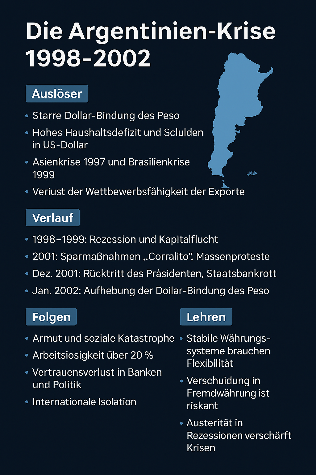 Argentinien-Krise 1998–2002 Infografik Argentinien-Krise 1998–2002 Infografik